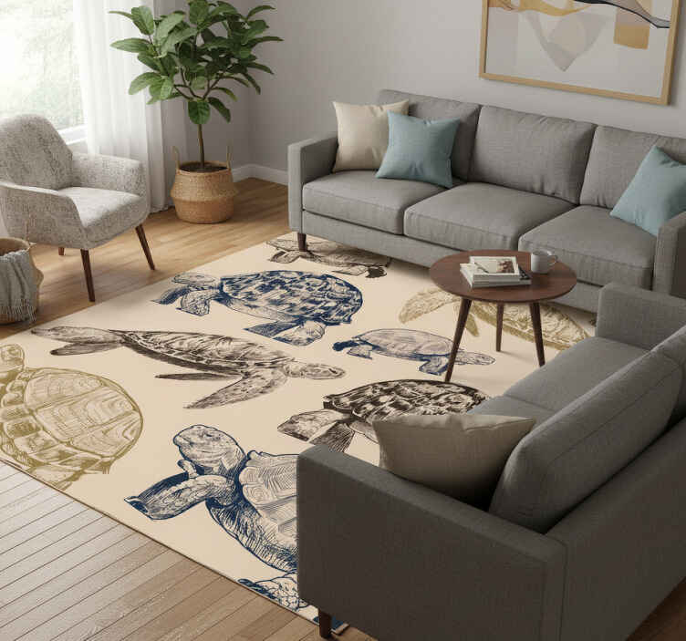 Vinyl teppich tiere schildkröten beige hintergrund - TenStickers