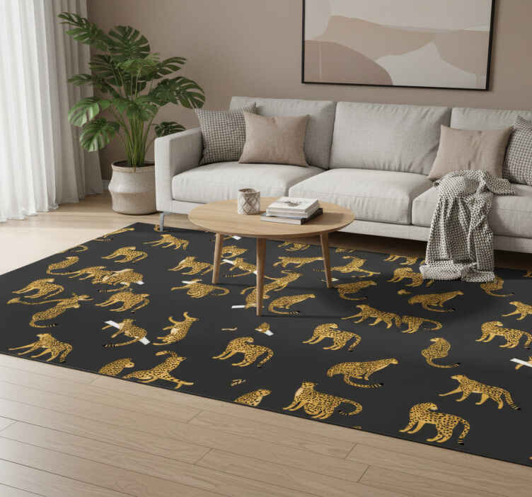Alfombra vinílica animales leopards sobre fondo oscuro - TenVinilo