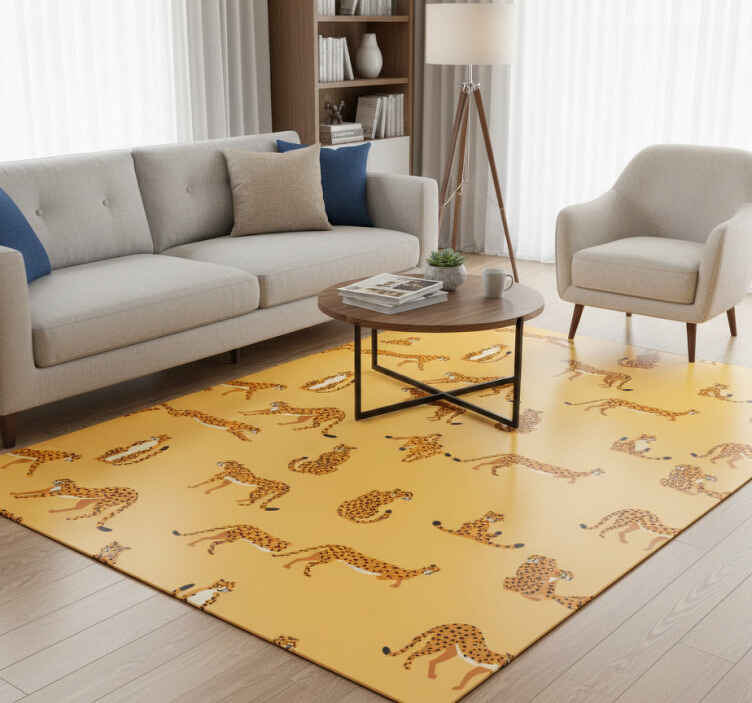 Vinyl teppich tiere mit gelbem leopardenmuster - TenStickers