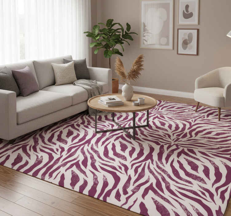 Vinyl teppich tiere lila und weißes zebra-muster - TenStickers