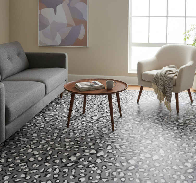 Vinyl teppich tiere im grau-weißen leopardenmuster - TenStickers
