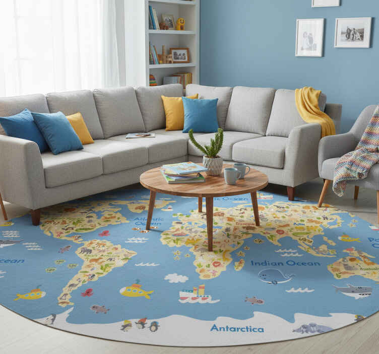 World map vinyl rug for english kids - TenStickers