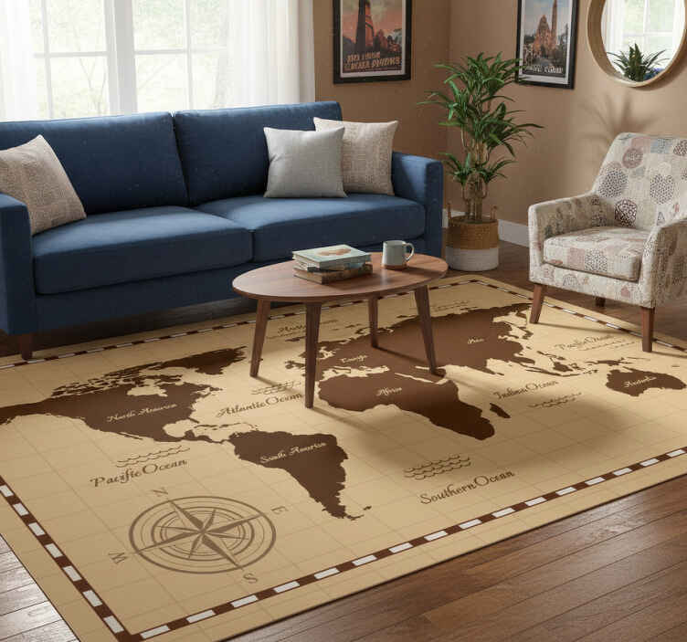 Atlas world map vinyl rug - TenStickers