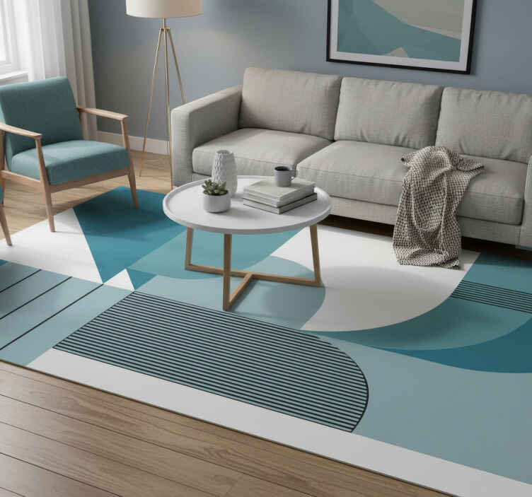 Modern vinyl rug in blue geometric urban design - TenStickers