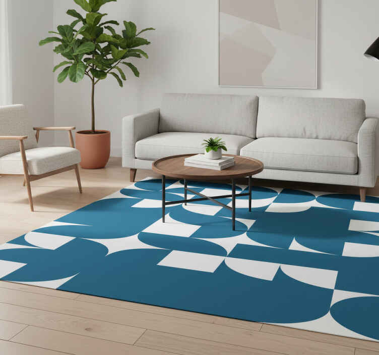 Tappeto vinile moderno motivo geometrico cerchi blu - TenStickers