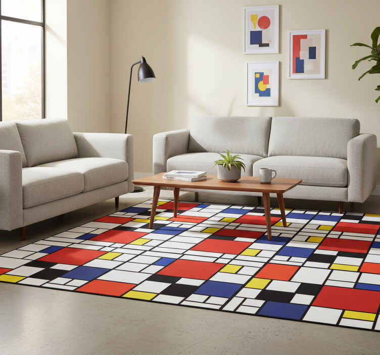 Tappeto vinile moderno blocchi di colore astratti - TenStickers