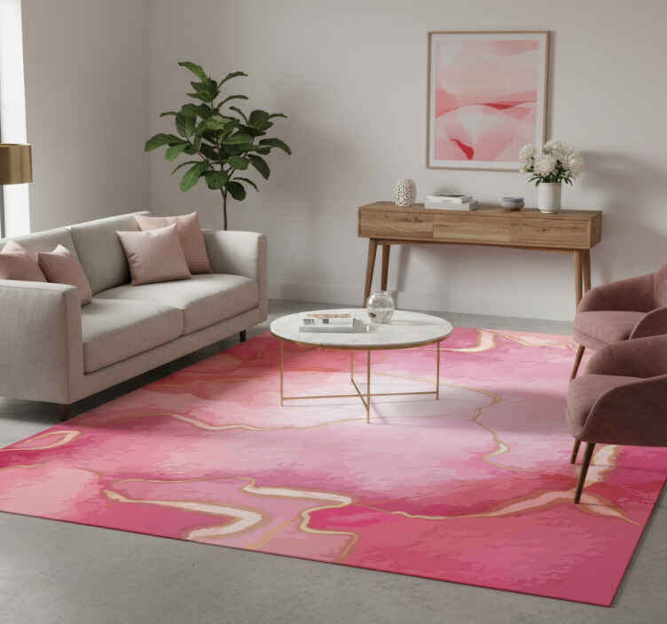 Tappeto vinile moderno effetto marmo rosa e oro - TenStickers