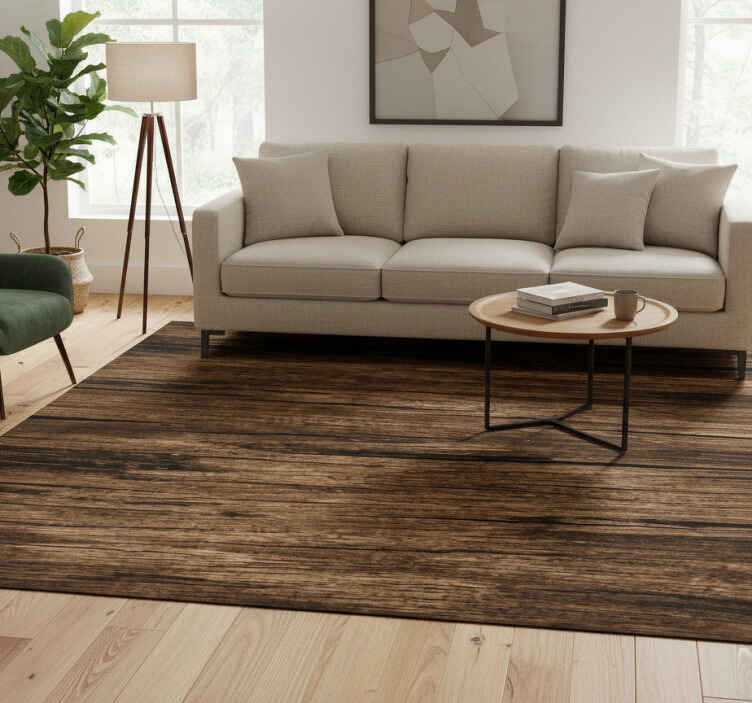 Striped dark brown texture vinyl rug - TenStickers