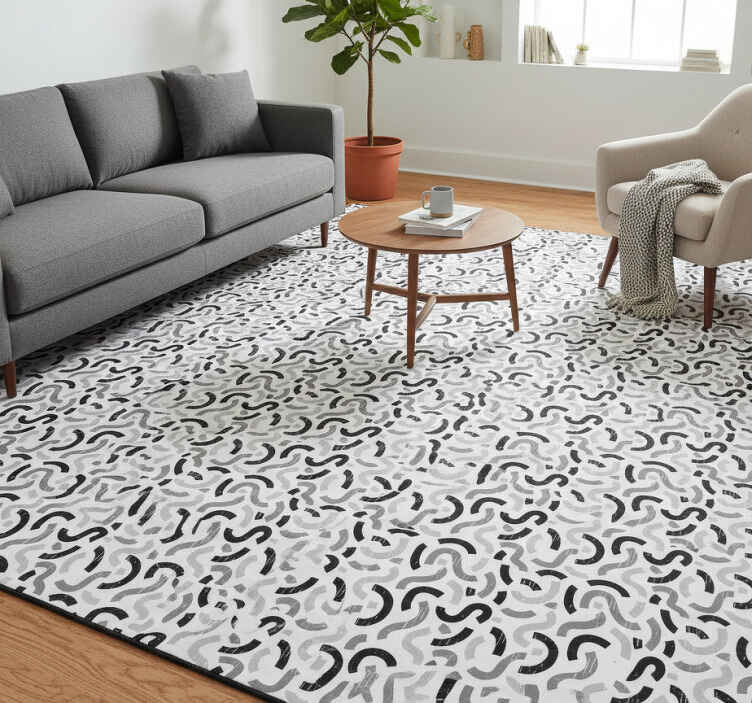 Texture vinyl rug in black and white shapes pattern - TenStickers