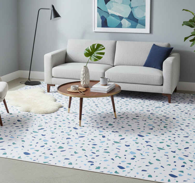 Texture vinyl rug in blue tones terrazzo - TenStickers