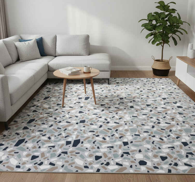 Texture vinyl rug in neutral terrazzo colors - TenStickers