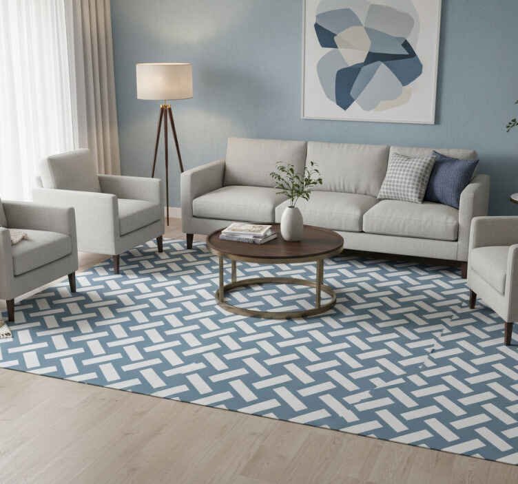 Texture vinyl rug in geometric blue square pattern - TenStickers