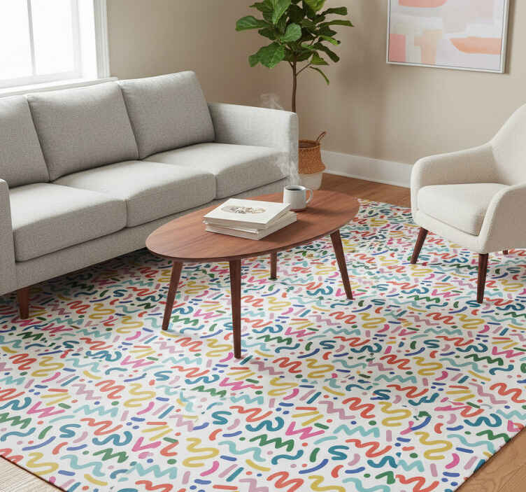 Texture vinyl rug with colorful abstract shapes - TenStickers