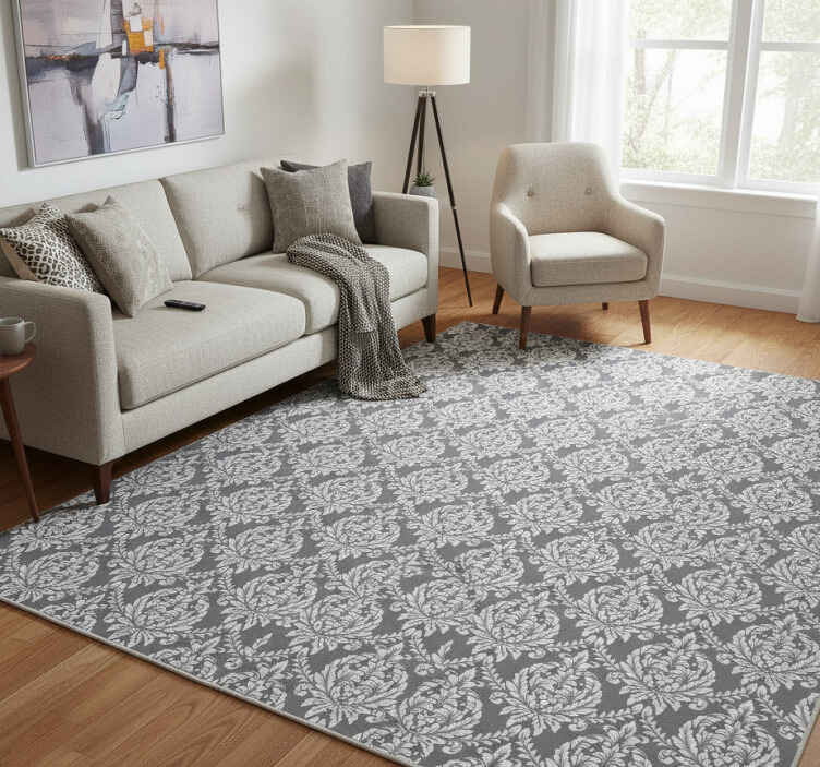 Texture vinyl rug grey damask design - TenStickers