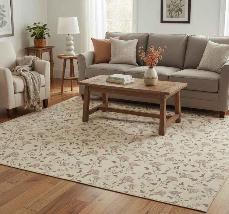 Vintage vinyl rug in brown vintage rose pattern - TenStickers