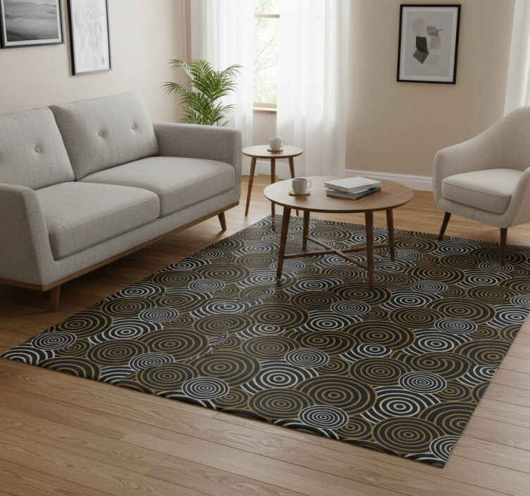 Tapis vinyle vintage motifs cercles et lignes - TenStickers