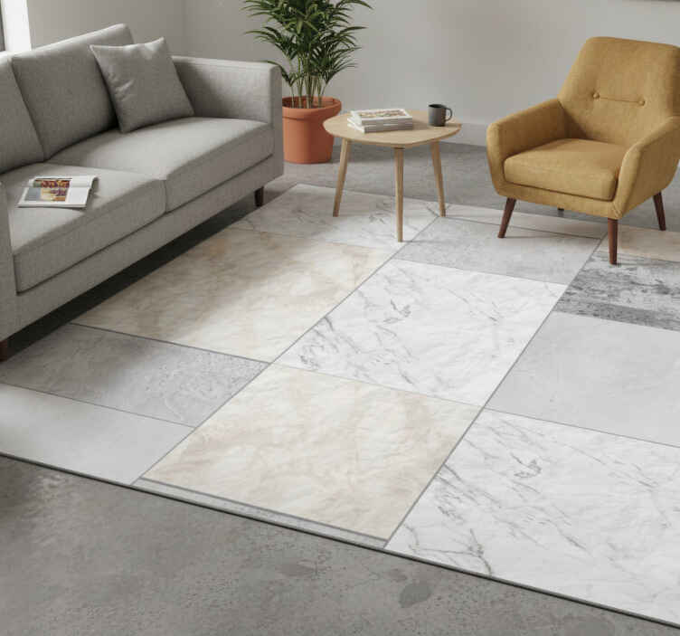 Texture vinyl rug with tile squares design - TenStickers