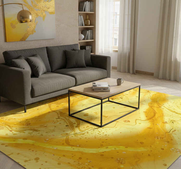 Alfombra vinílica textura mármoles líquidos amarillos dorados - TenVinilo