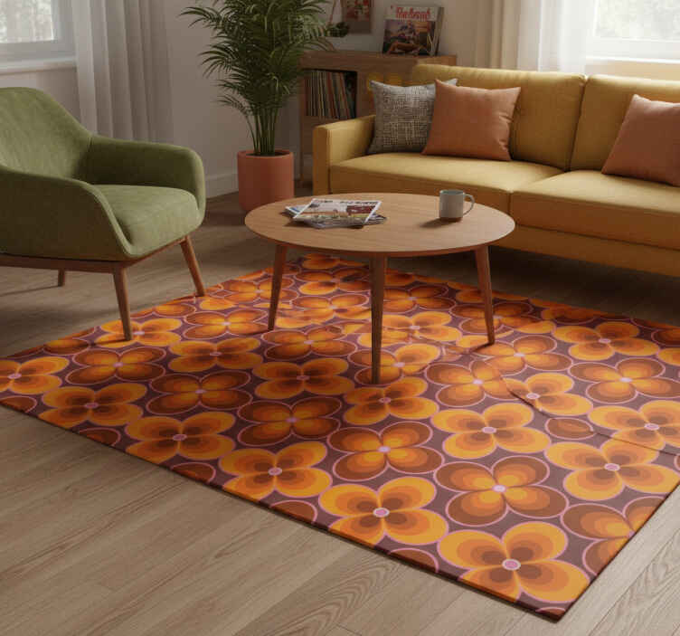 Alfombra vinílica vintage con patrón floral retro - TenVinilo