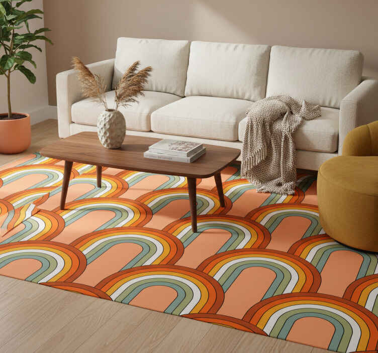 Alfombra vinílica vintage diseño arcoíris 70s - TenVinilo