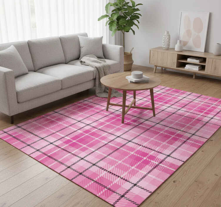 Tapis vinyle vintage tartan rose et noir - TenStickers