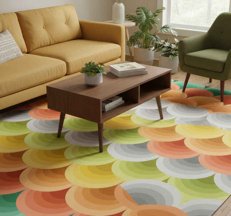 Tapis vinyle vintage cercles orange - TenStickers