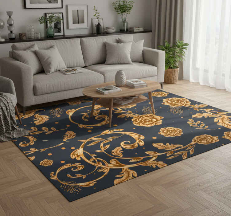 Tapis vinyle vintage feuille d'or - TenStickers