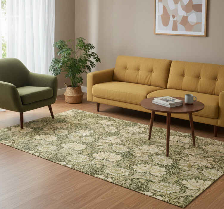 Tapis vinyle vintage style moderne chrysanthème - TenStickers