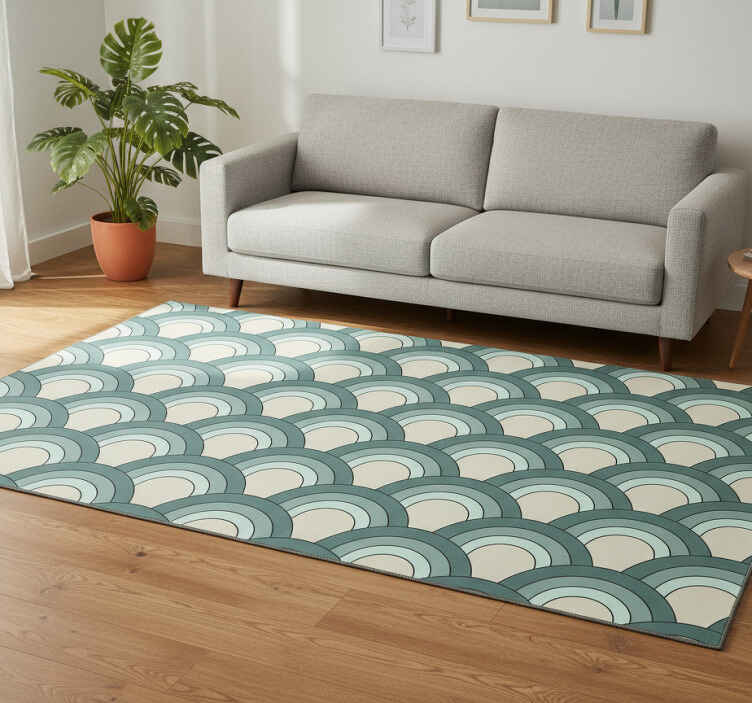 Tapis vinyle vintage motif écailles bleues ombrées - TenStickers