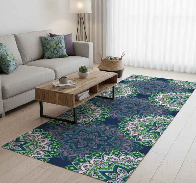 Tapis vinyle vintage mandala vitrail - TenStickers