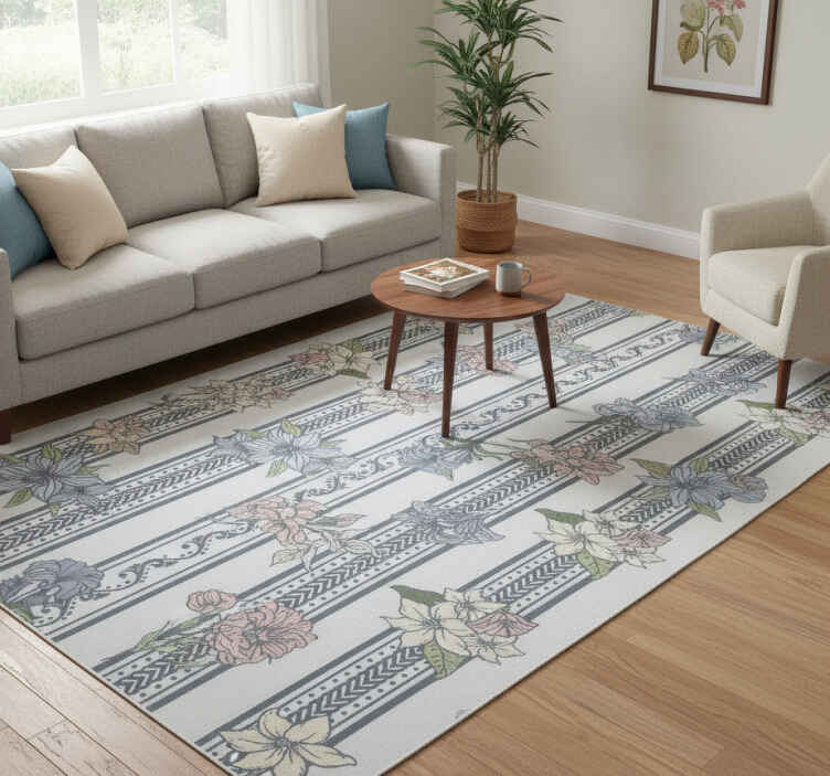 Tapis vinyle vintage design rayures florales vintage - TenStickers
