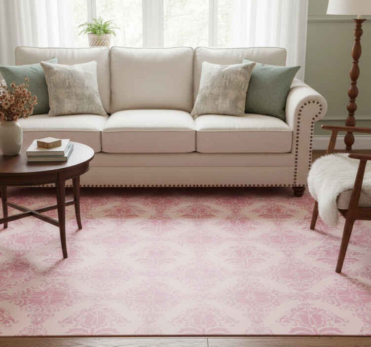 Vintage vinyl rug french provincial pink floral design - TenStickers