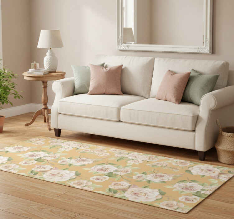 Vintage vinyl rug french provincial roses pattern - TenStickers