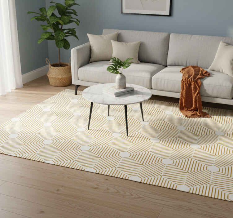 Tapis vinyle vintage style décor art carreaux dorés - TenStickers
