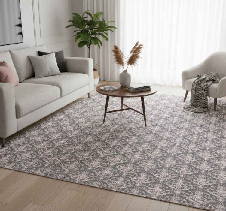 Tapis vinyle vintage motif lignes gris foncé et rose - TenStickers