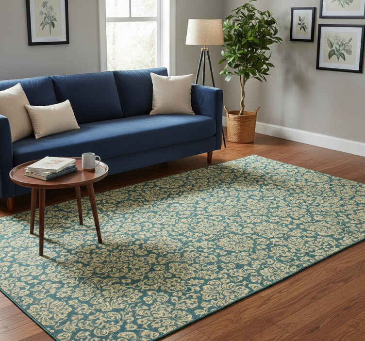Tapis vinyle vintage motif classique turquoise et jaune - TenStickers