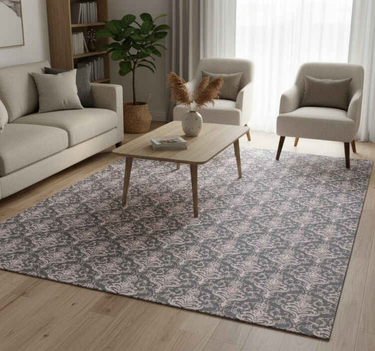 Vintage vinyl rug with dark gray and pink stripes - TenStickers