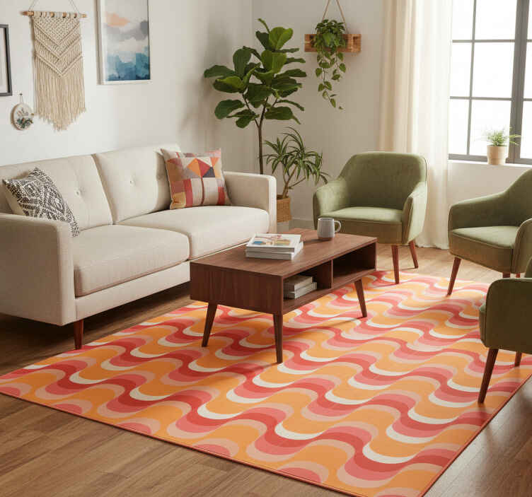 Vintage vinyl rug with 70s retro waves design - TenStickers