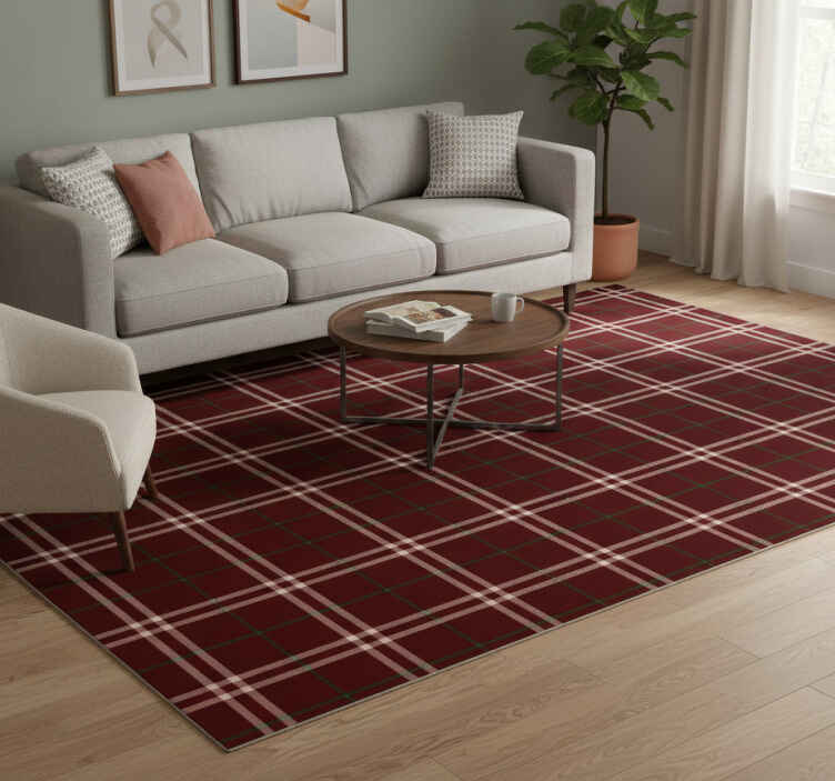Vintage vinyl rug gingham tile area rug - TenStickers