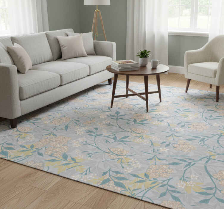 Vintage vinyl rug with elegant 80's floral design - TenStickers