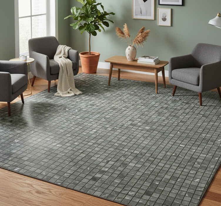 Tapis vinyle texture carreaux noirs - TenStickers