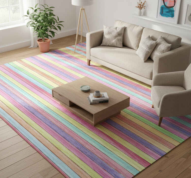 Tapis vinyle texture planches en bois colorées - TenStickers