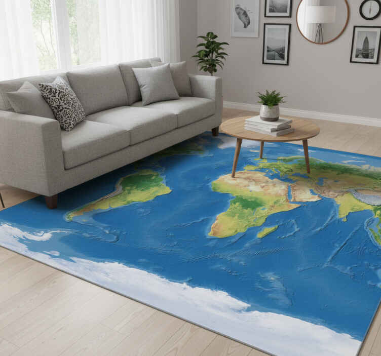 Tapis vinyle carte du monde carte du monde réaliste - TenStickers