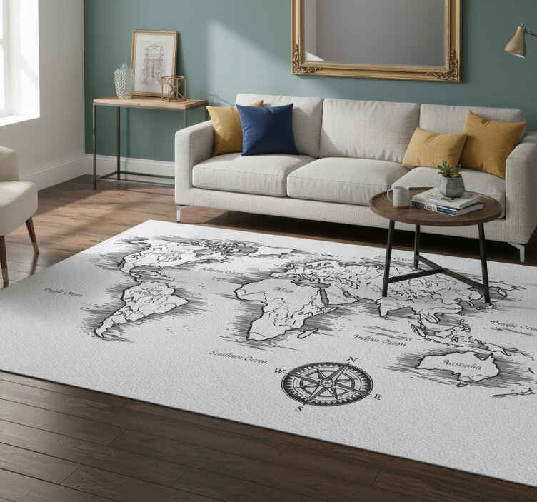 Tapis vinyle carte du monde dessin élégant - TenStickers