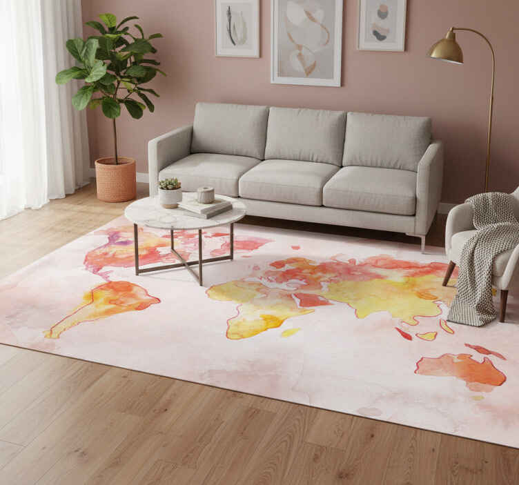 Tapis vinyle carte du monde aquarelle pastel - TenStickers