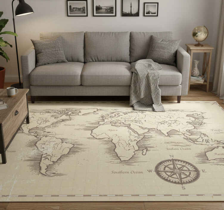 Tapis vinyle carte du monde vintage - TenStickers