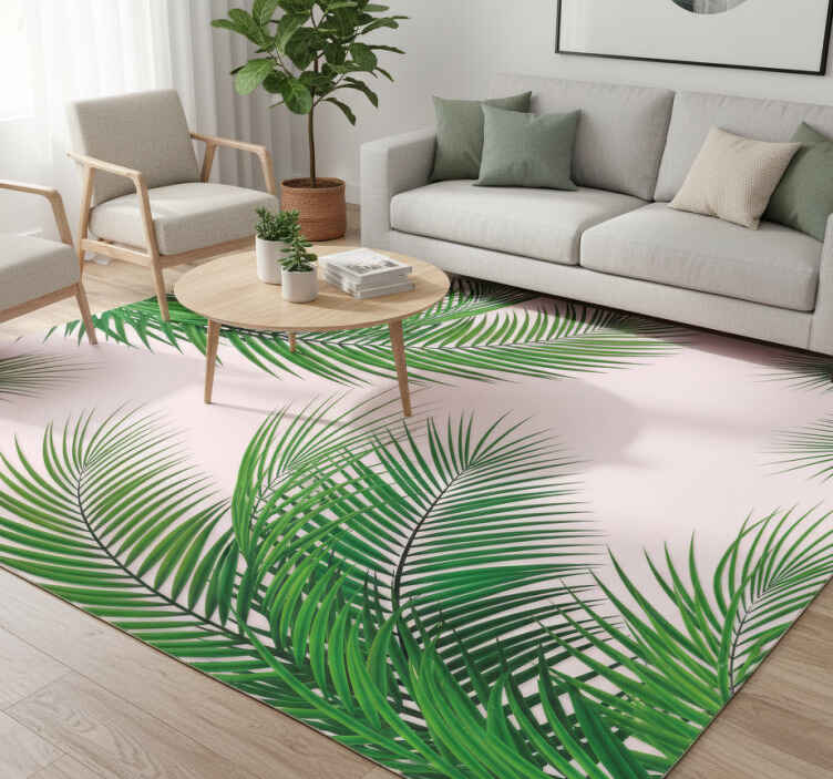 Alfombra vinílica flores hoja tropical - TenVinilo