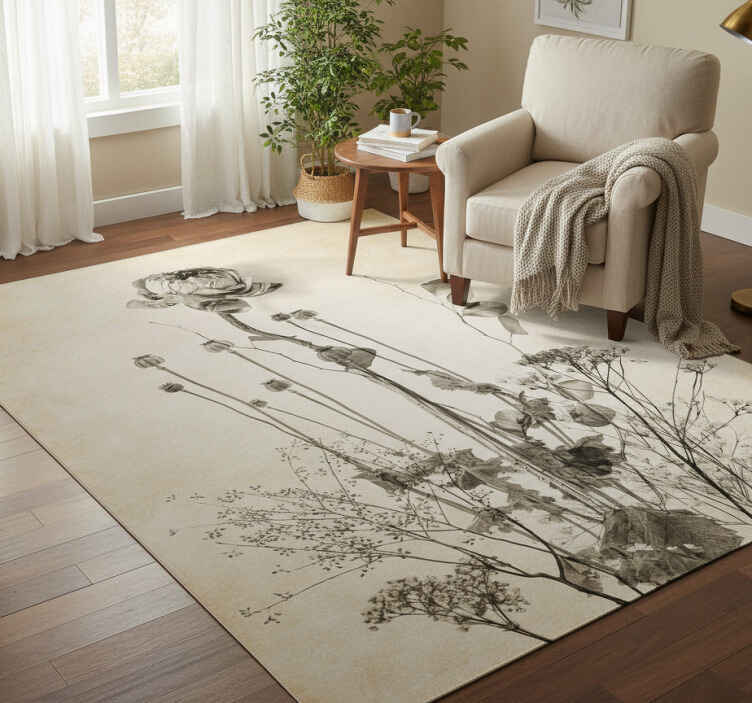 Alfombra vinílica flores ramo de flores sobre fondo beige - TenVinilo
