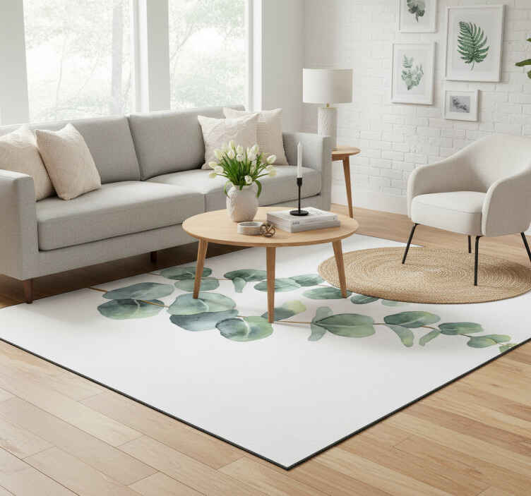 Tapis vinyle fleurs et plantes brindilles d'eucalyptus - TenStickers