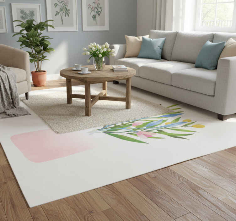 Tapis vinyle fleurs et plantes fleurs en pot - TenStickers